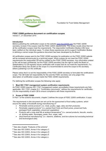 110111 Scope guidance FSSC 22000