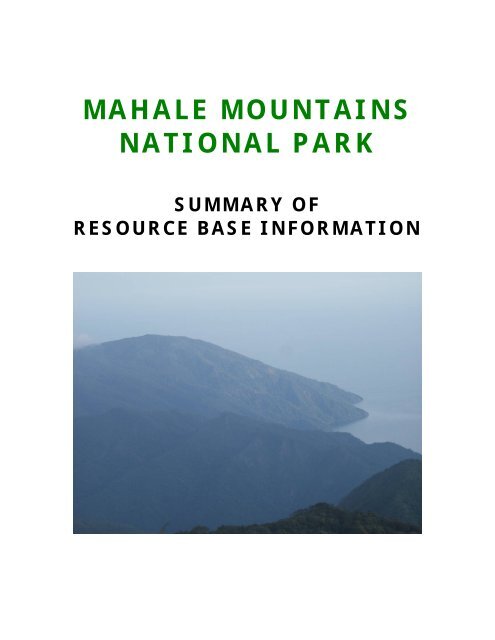 Mahale Mountains National Park | Summary of Resource Base