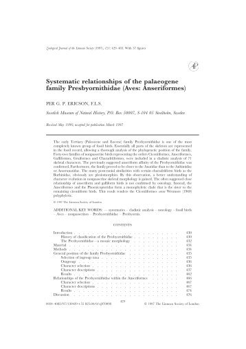 Systematic relationships of the palaeogene family Presbyornithidae ...