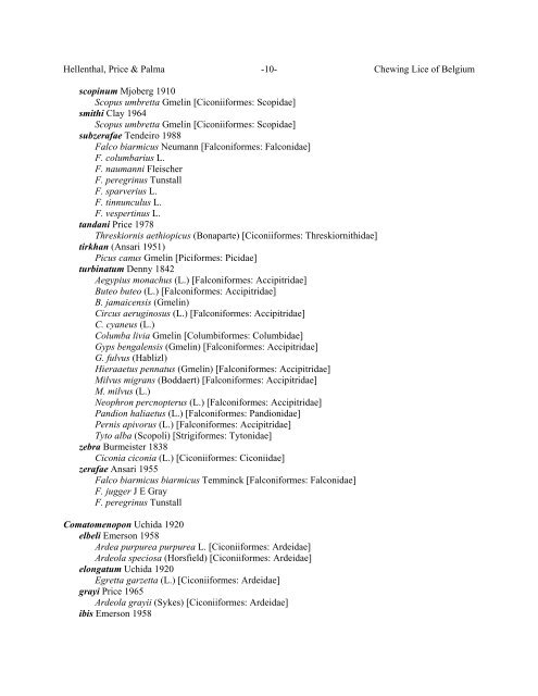 Chewing Lice of Belgium Ronald A. Hellenthal1, Roger D. Price2 ...