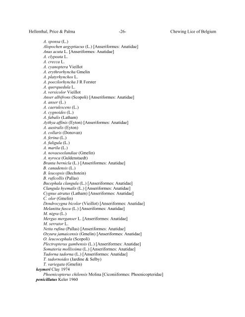 Chewing Lice of Belgium Ronald A. Hellenthal1, Roger D. Price2 ...