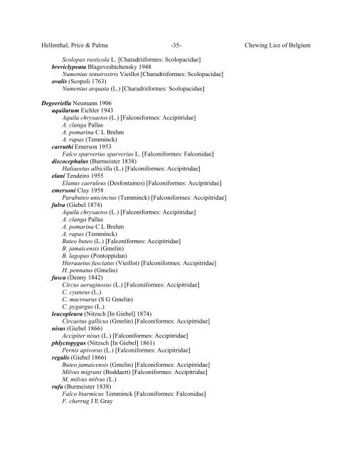 Chewing Lice of Belgium Ronald A. Hellenthal1, Roger D. Price2 ...