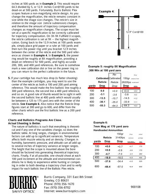 Burris Ballistic Plex Drop Chart