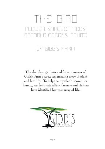 to download our bird list. - Gibb's Farm