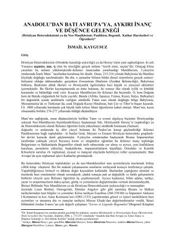 ANADOLU'DAN BATI AVRUPA'YA, AYKIRI ... - İsmail Kaygusuz