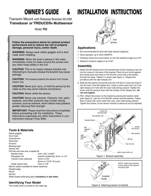 P37, P52, P55—Release Bracket 20-039 - Airmar Technology ...