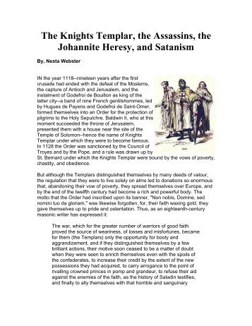 The Knights Templar, the Assassins, the Johannite Heresy, and ...