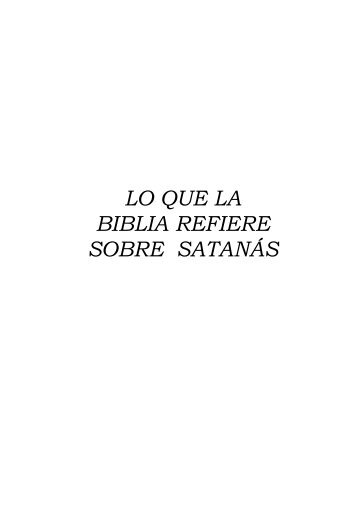 LO QUE LA BIBLIA REFIERE SOBRE SATANÁS - Parola Evangelica