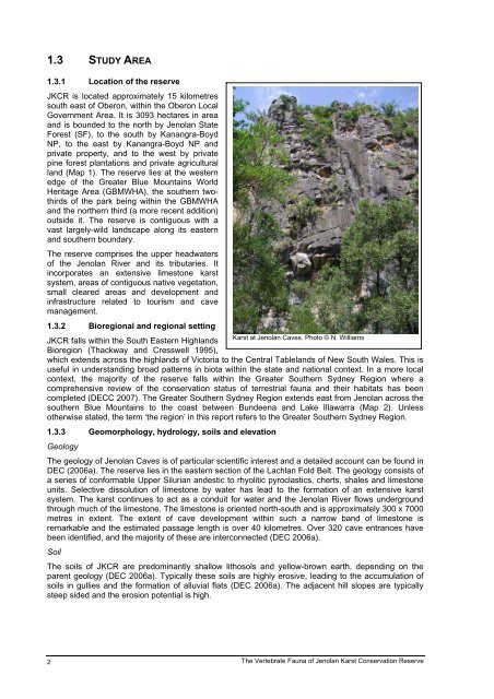 The Vertebrate Fauna of Jenolan Karst Conservation Reserve: Final