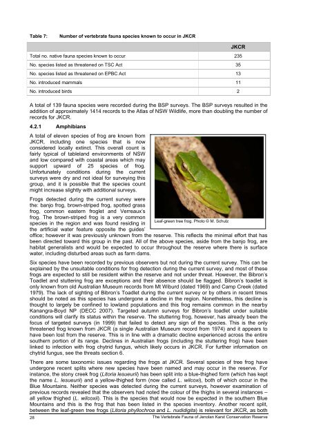 The Vertebrate Fauna of Jenolan Karst Conservation Reserve: Final