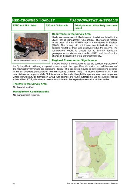 The Vertebrate Fauna of Jenolan Karst Conservation Reserve: Final