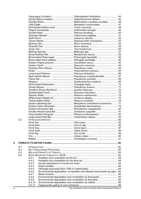 The Vertebrate Fauna of Jenolan Karst Conservation Reserve: Final