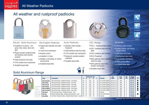 UK Price List July 2012 - Squire Locks