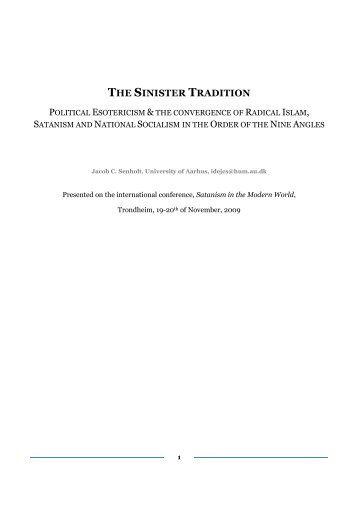 THE SINISTER TRADITION - Interrogistic Methodologies