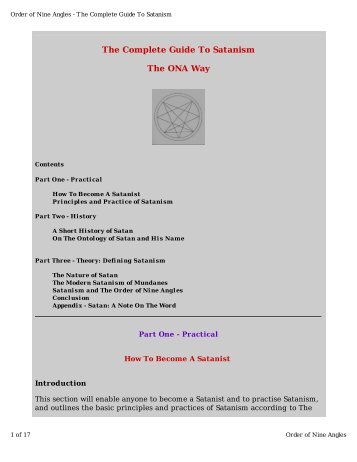 The Complete Guide To Satanism The ONA Way - o 9 a