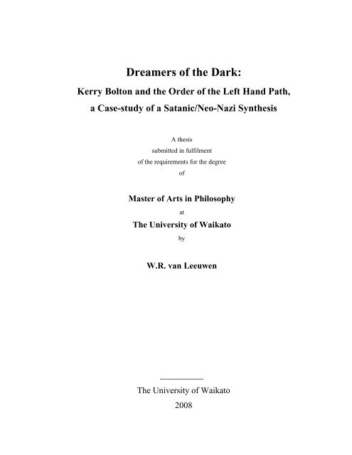 Dreamers of the Dark: - Research Commons - The University of ...