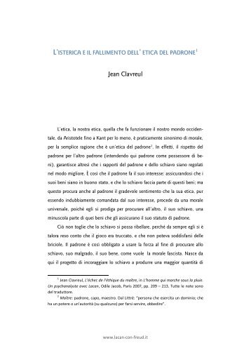 L'isterica e il fallimento dell'etica del padrone - Lacan con Freud