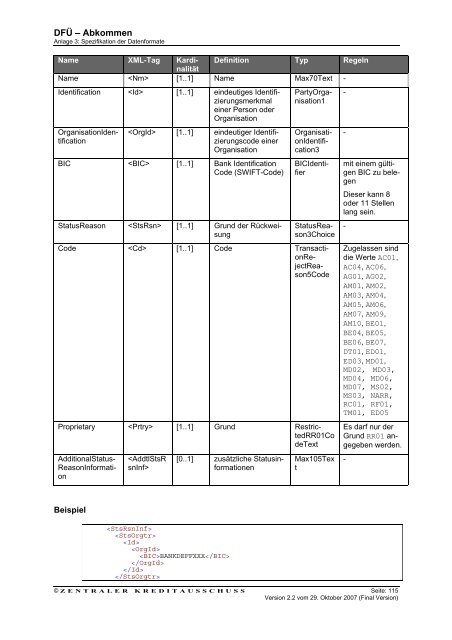 Schnittstellenspezifikation DFÜ-Abkommen