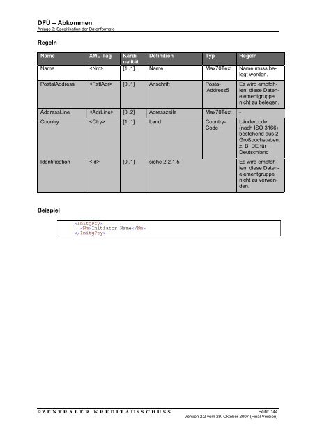 Schnittstellenspezifikation DFÜ-Abkommen