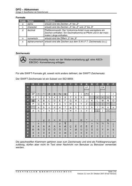 Schnittstellenspezifikation DFÜ-Abkommen