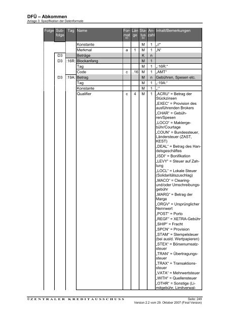 Schnittstellenspezifikation DFÜ-Abkommen