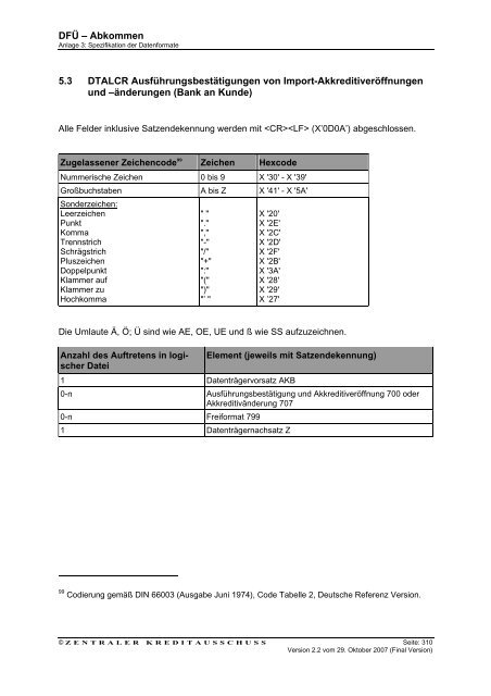 Schnittstellenspezifikation DFÜ-Abkommen