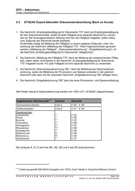 Schnittstellenspezifikation DFÜ-Abkommen