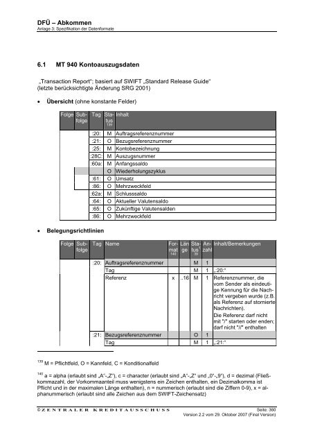 Schnittstellenspezifikation DFÜ-Abkommen