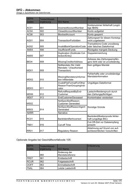 Schnittstellenspezifikation DFÜ-Abkommen