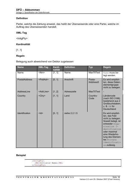 Schnittstellenspezifikation DFÜ-Abkommen