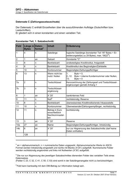 Schnittstellenspezifikation DFÜ-Abkommen