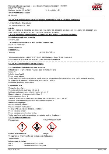 SECCIÓN 1: Identificación de la sustancia o de la ... - REMA TIP TOP