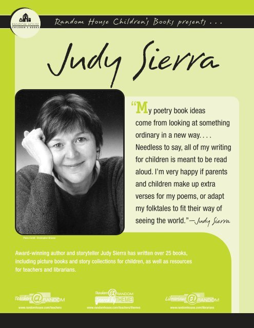 Judy Sierra's printable Author Bio - Random House