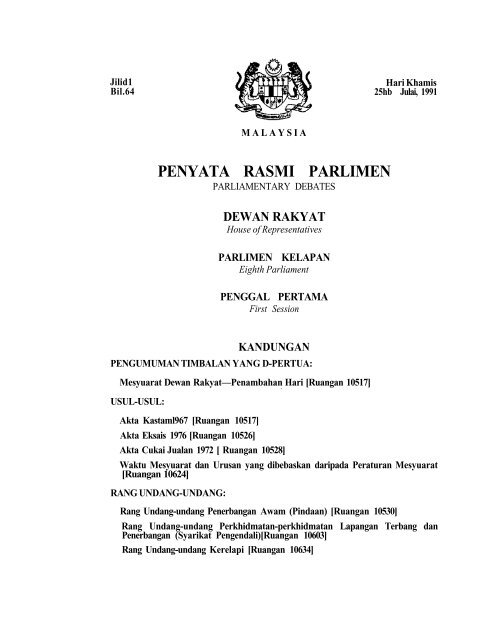 PENYATA RASMI PARLIMEN - Parlimen Malaysia