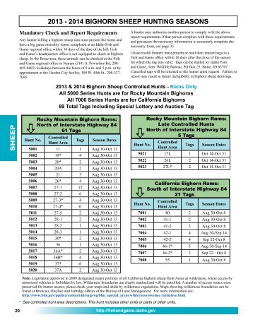 2014 bighorn sheep hunting seasons - Idaho Fish and Game - Idaho ...