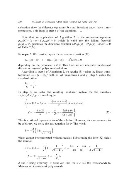 Recurrence equations and their classical orthogonal polynomial ...