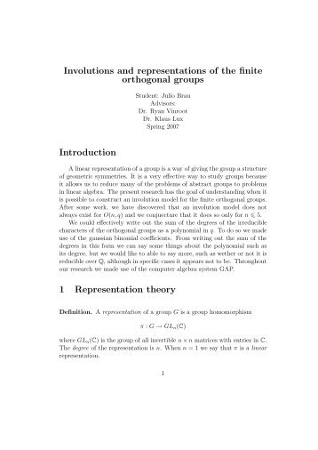 Involutions and representations of the finite orthogonal groups ...