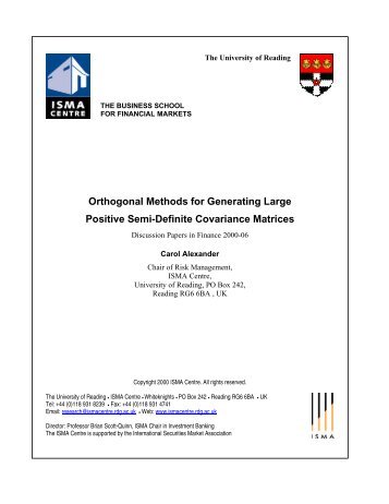 Orthogonal Methods for Generating Large Positive ... - ICMA Centre