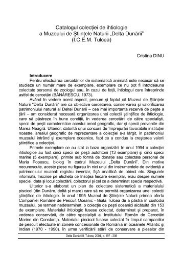Catalogul colecţiei de ihtiologie din cadrul Muzeului ... - ICEM Tulcea