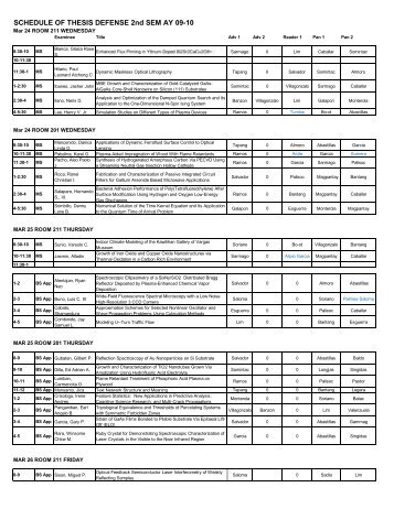 schedule - The UP College of Science