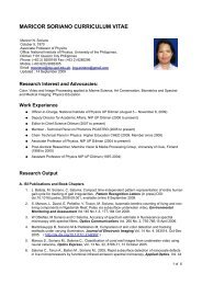 MARICOR SORIANO CURRICULUM VITAE - The UP College of ...