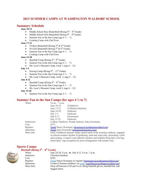 Summer Camp At Wws Washington Waldorf School