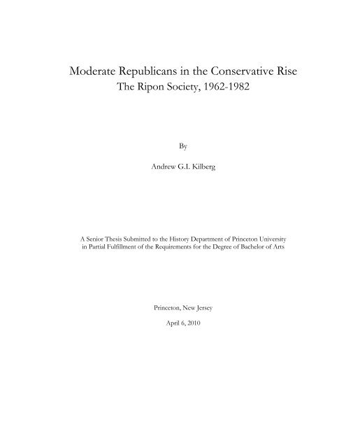 Moderate Republicans in the Conservative Rise - Andrew Kilberg