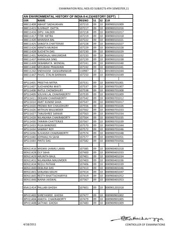 examination roll nos-ed subjects-4th semester,11 an environmental ...