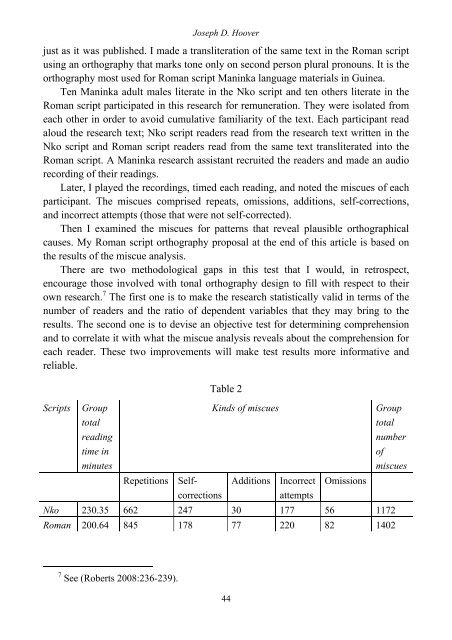 Testing orthographies in the Nko and Roman scripts - Llacan