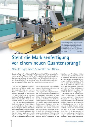 Steht die Markisenfertigung vor einem neuen Quantensprung?