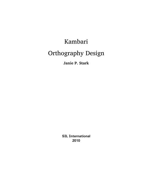 Kambari Orthography Design - SIL International