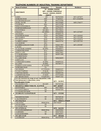 Directory - Official Website of Kerala State Industrial Training ...