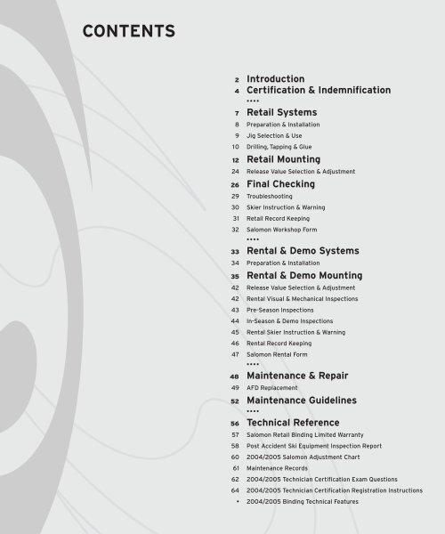 Salomon Binding Adjustment Chart