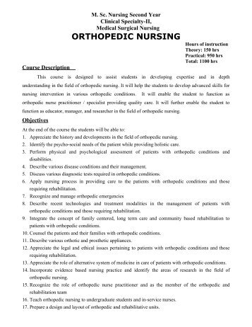 MSc nursing second year- clinical speciality-II, Orthopedic nur